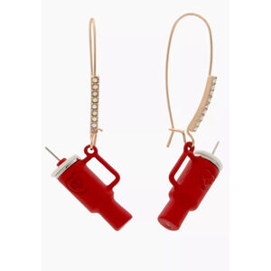 Betsey Johnson Red Tumbler Cup Dangle Earrings
